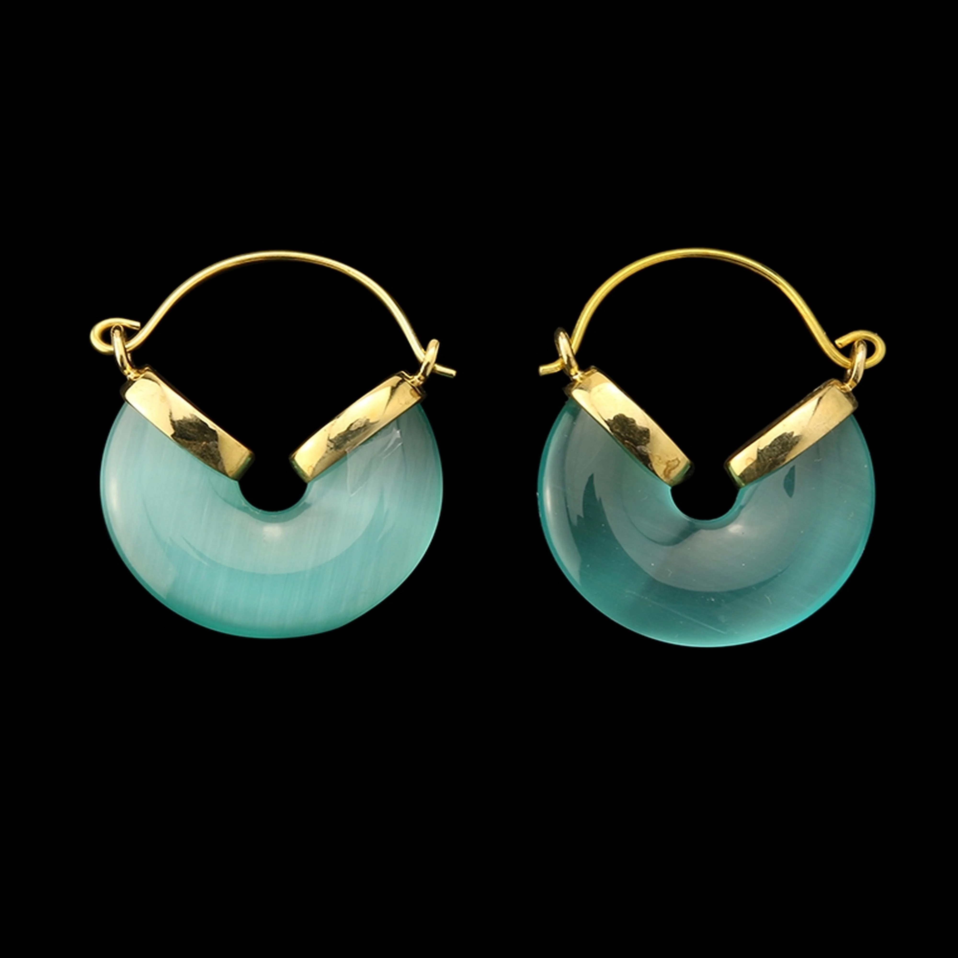 20G Turquoise Cat's Eye Halo Hangers - Earrings