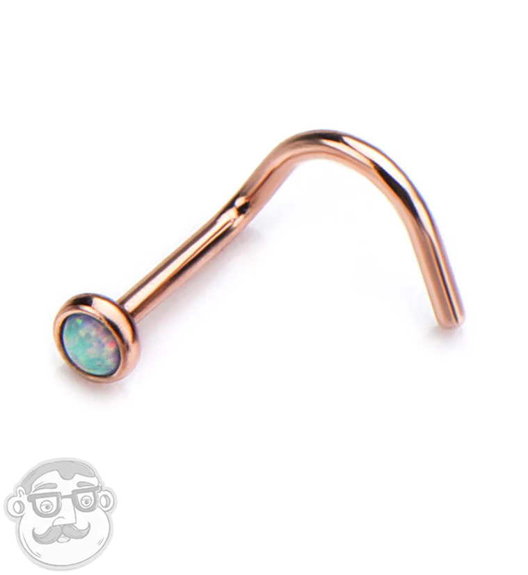 20G White Opalite Rose Gold PVD Nosescrew