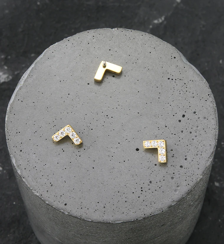24kt Gold Dart CZ Internally Threaded Titanium Top - Image 2