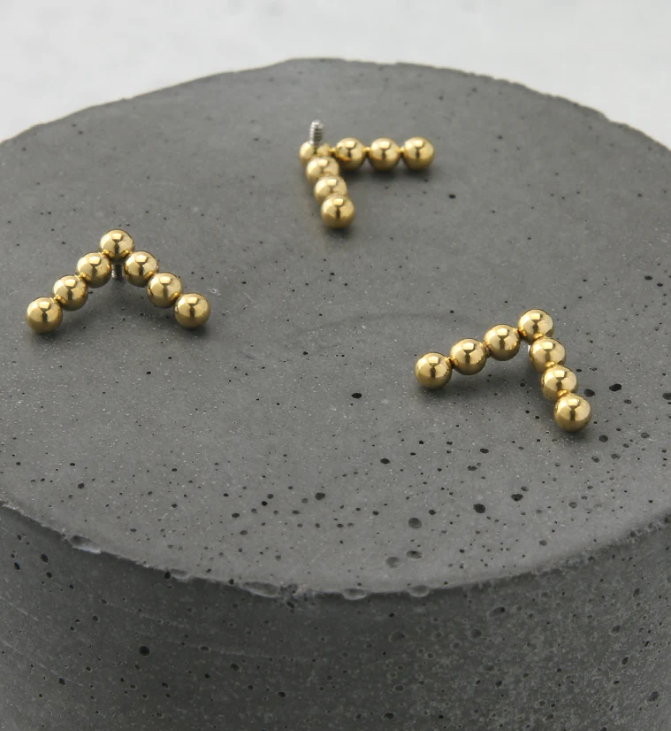 24kt Gold PVD Beaded Arrow Internally Threaded Titanium Top - Image 2
