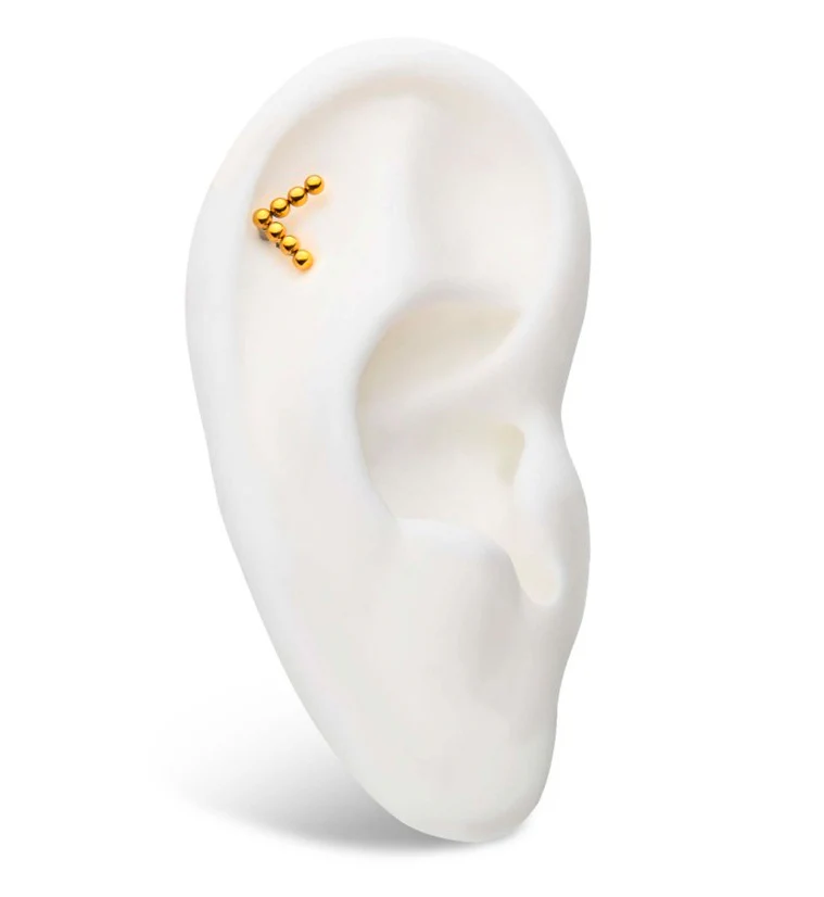 24kt Gold PVD Beaded Arrow Internally Threaded Titanium Top - Image 3