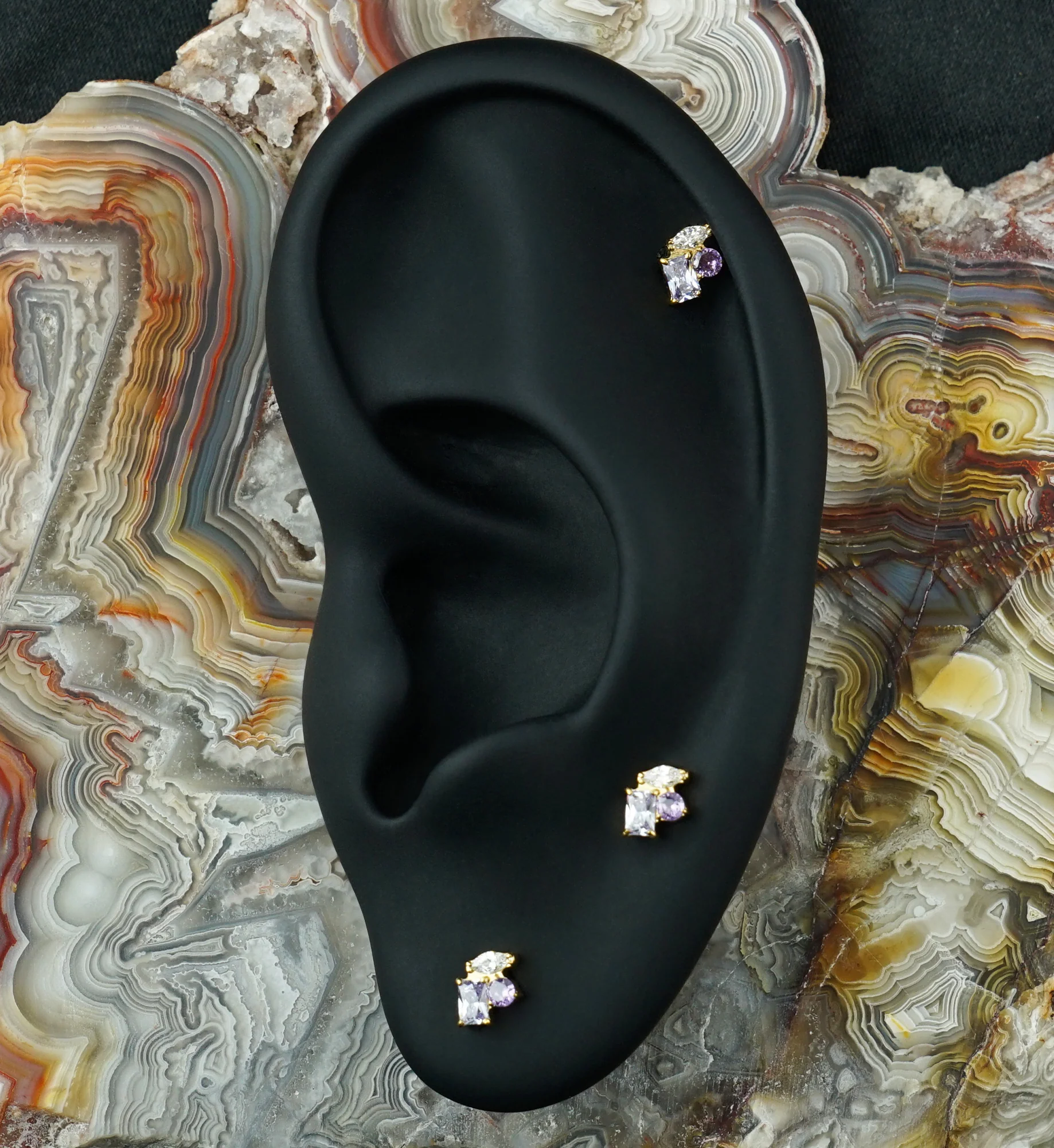 24kt Gold PVD Bramble Amethyst CZ Titanium Threadless Top - Image 2