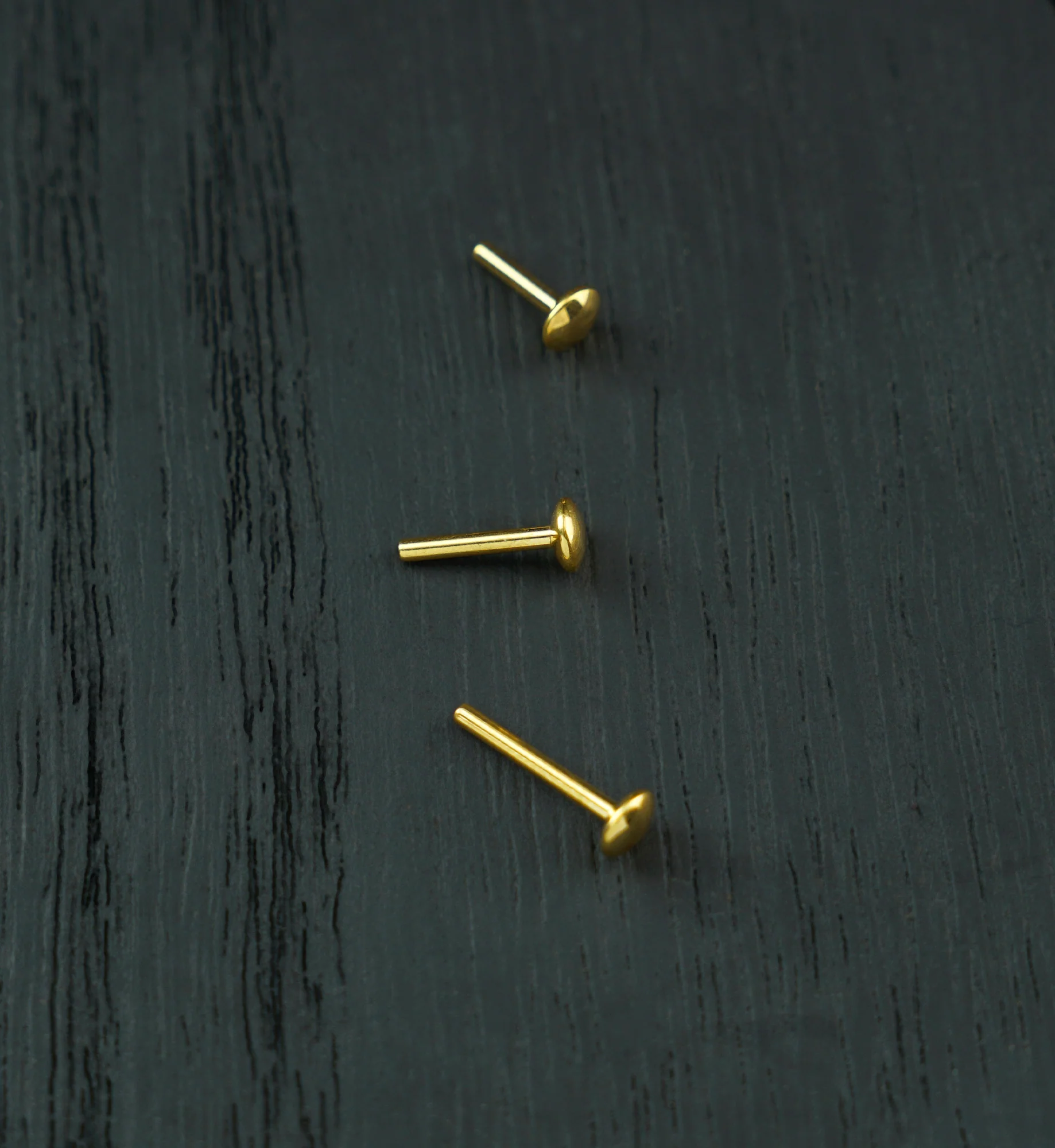 24kt Gold PVD Convex Disk Titanium Threadless Labret Post - Image 5