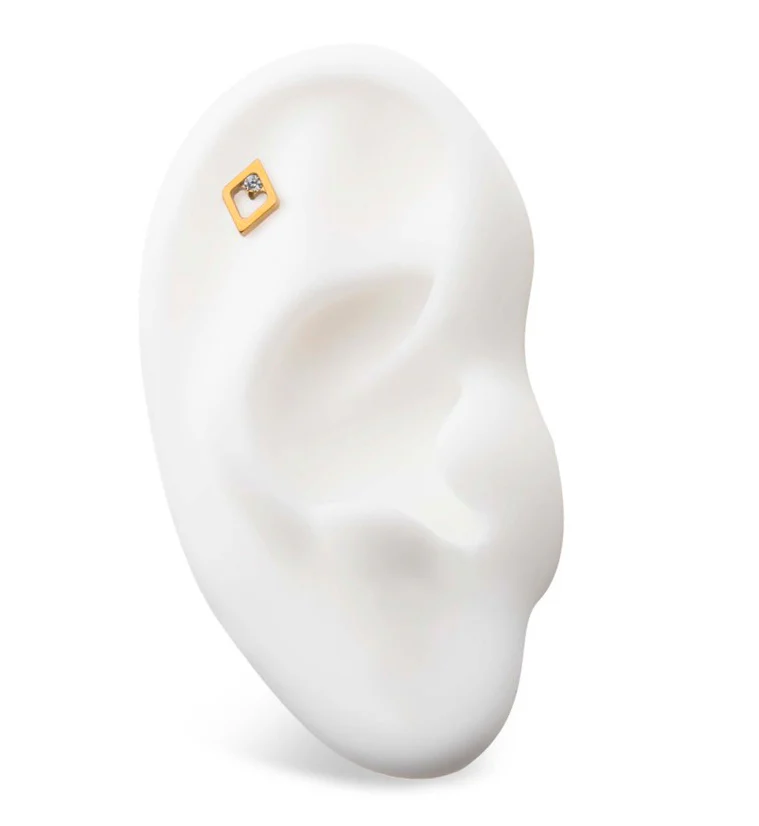 24kt Gold PVD Corundum CZ Threadless Titanium Top - Image 3
