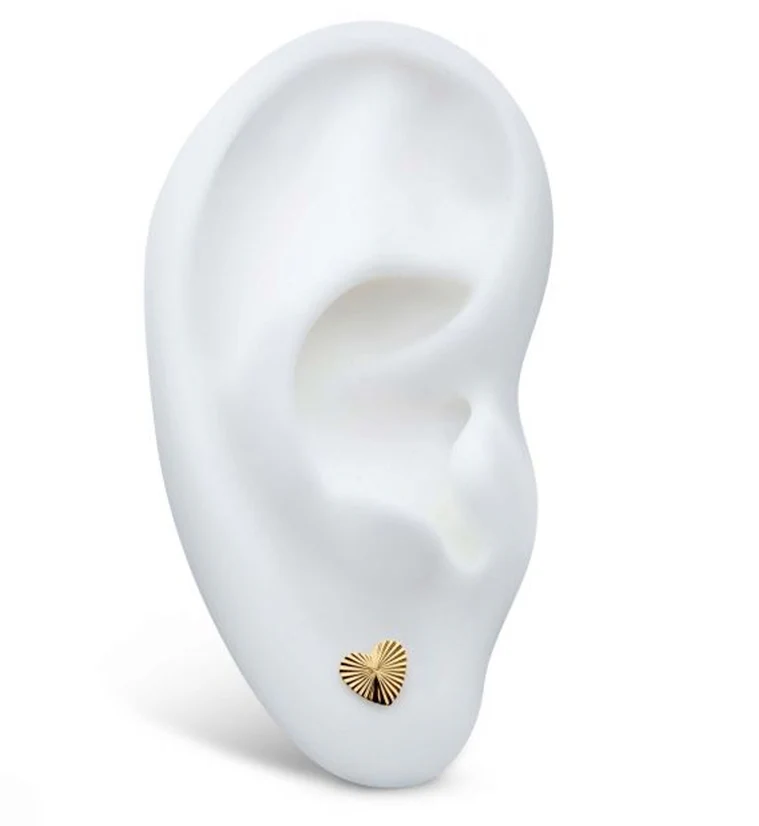 24kt Gold PVD Score Heart Internally Threaded Top - Image 3