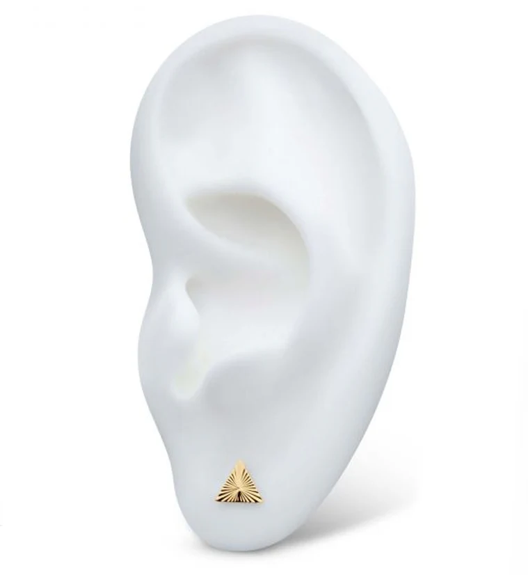 24kt Gold PVD Score Triangle Internally Threaded Top - Image 3