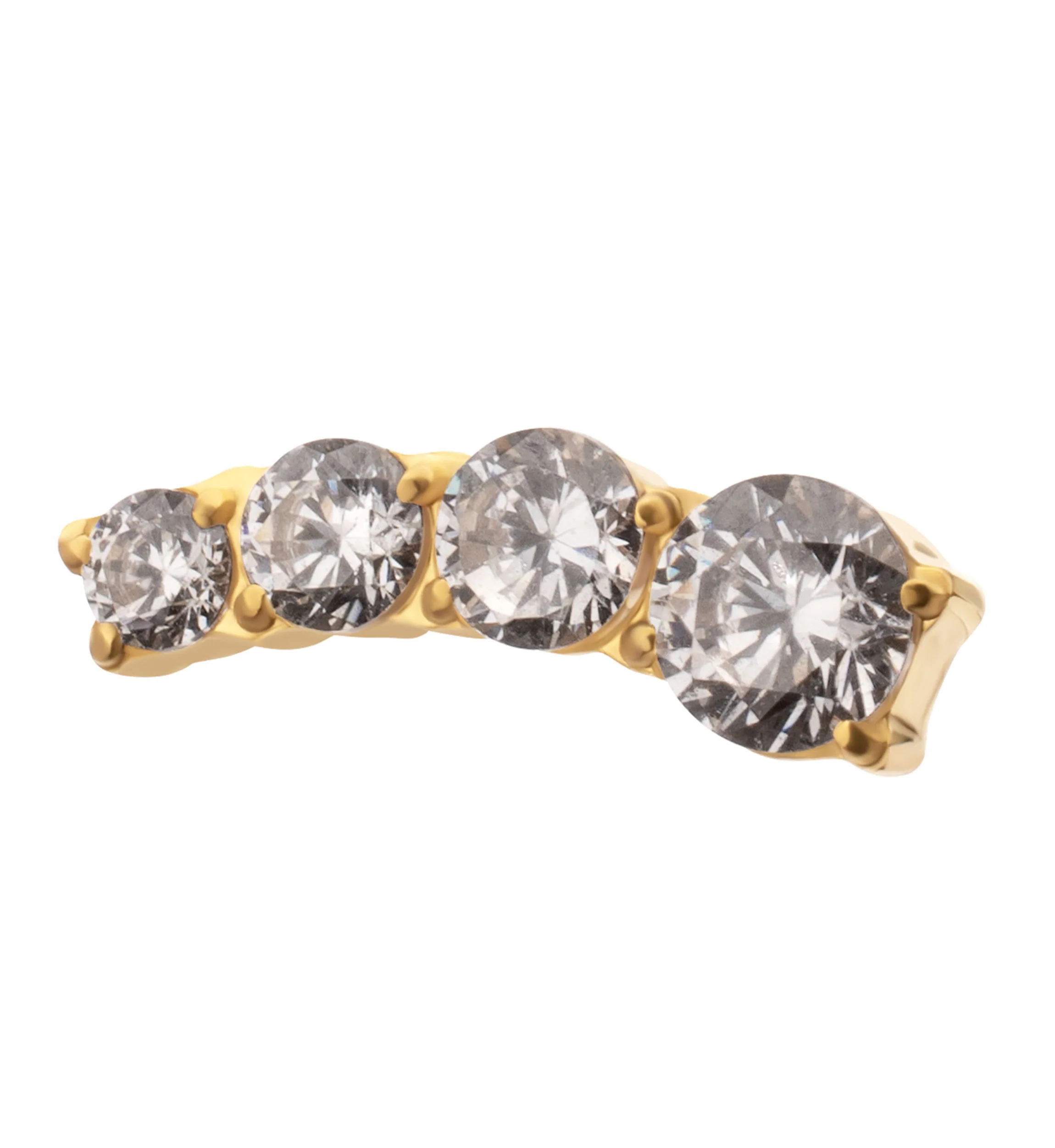 24kt Gold PVD Descend Clear CZ Titanium Internally Threaded Top (Right Ear)