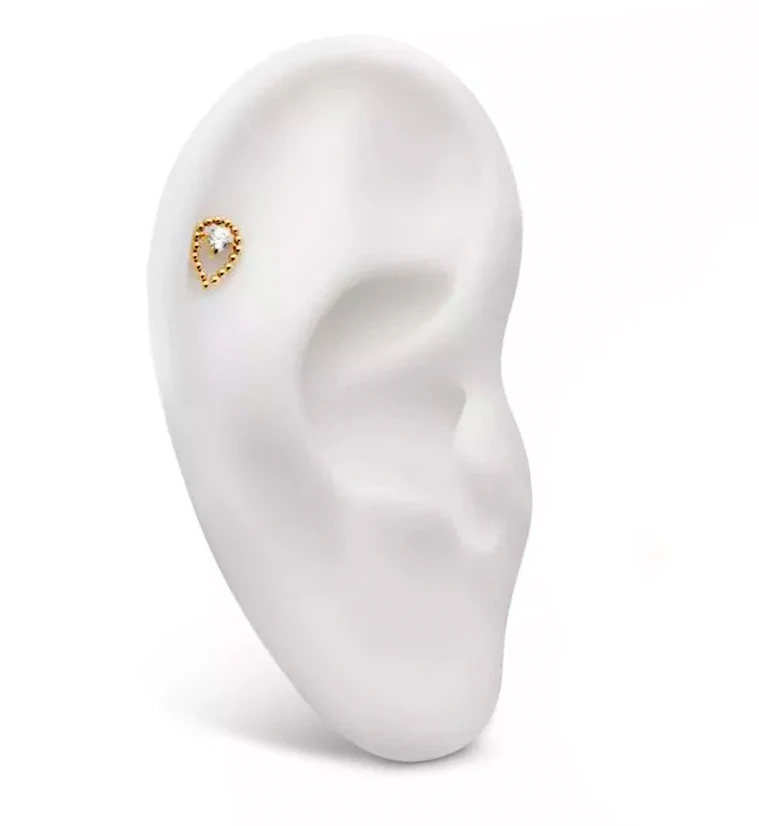24kt Gold PVD Dewdrop CZ Threadless Titanium Top - Image 3