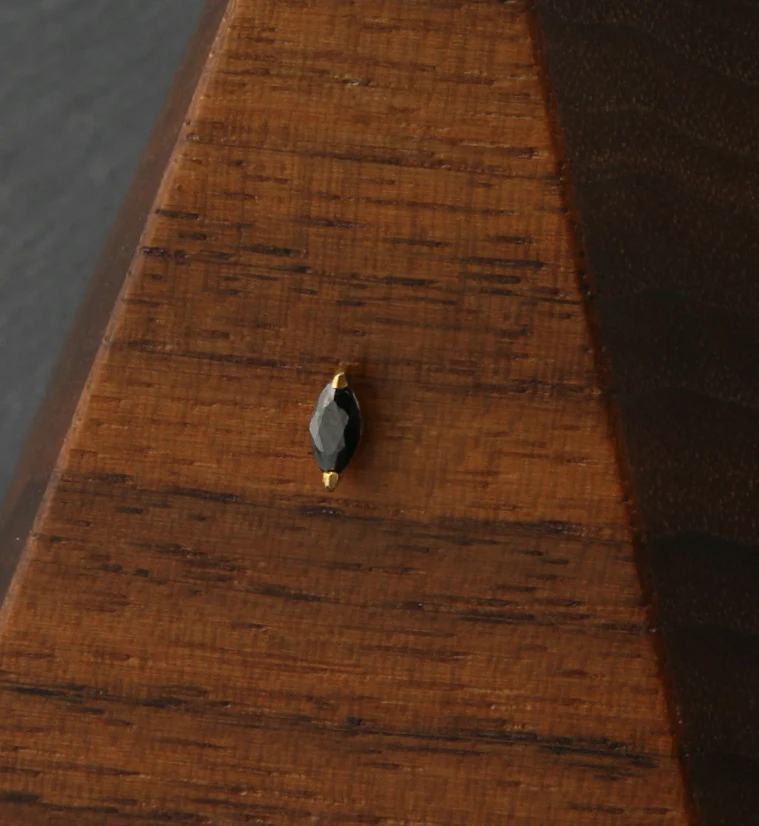 24kt Gold PVD Empress Black CZ Threadless Titanium Top - Image 2