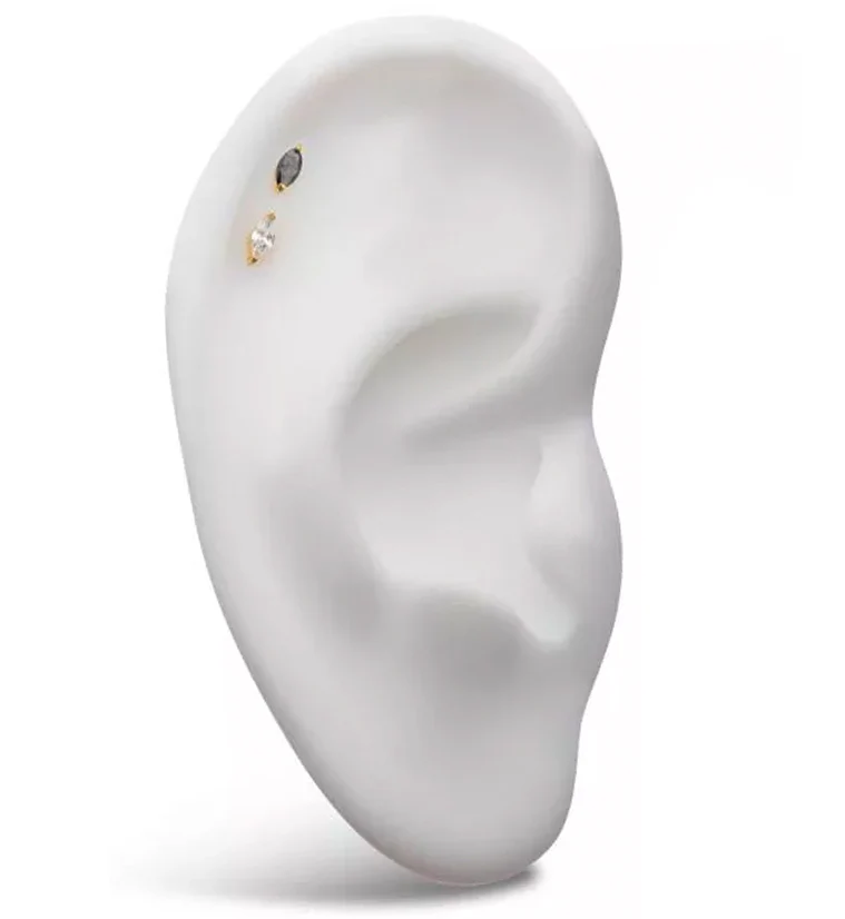 24kt Gold PVD Empress CZ Threadless Titanium Top - Image 3