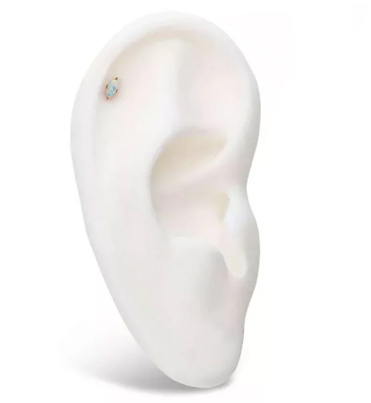 24kt Gold PVD Empress White Opalite Threadless Titanium Top - Image 3