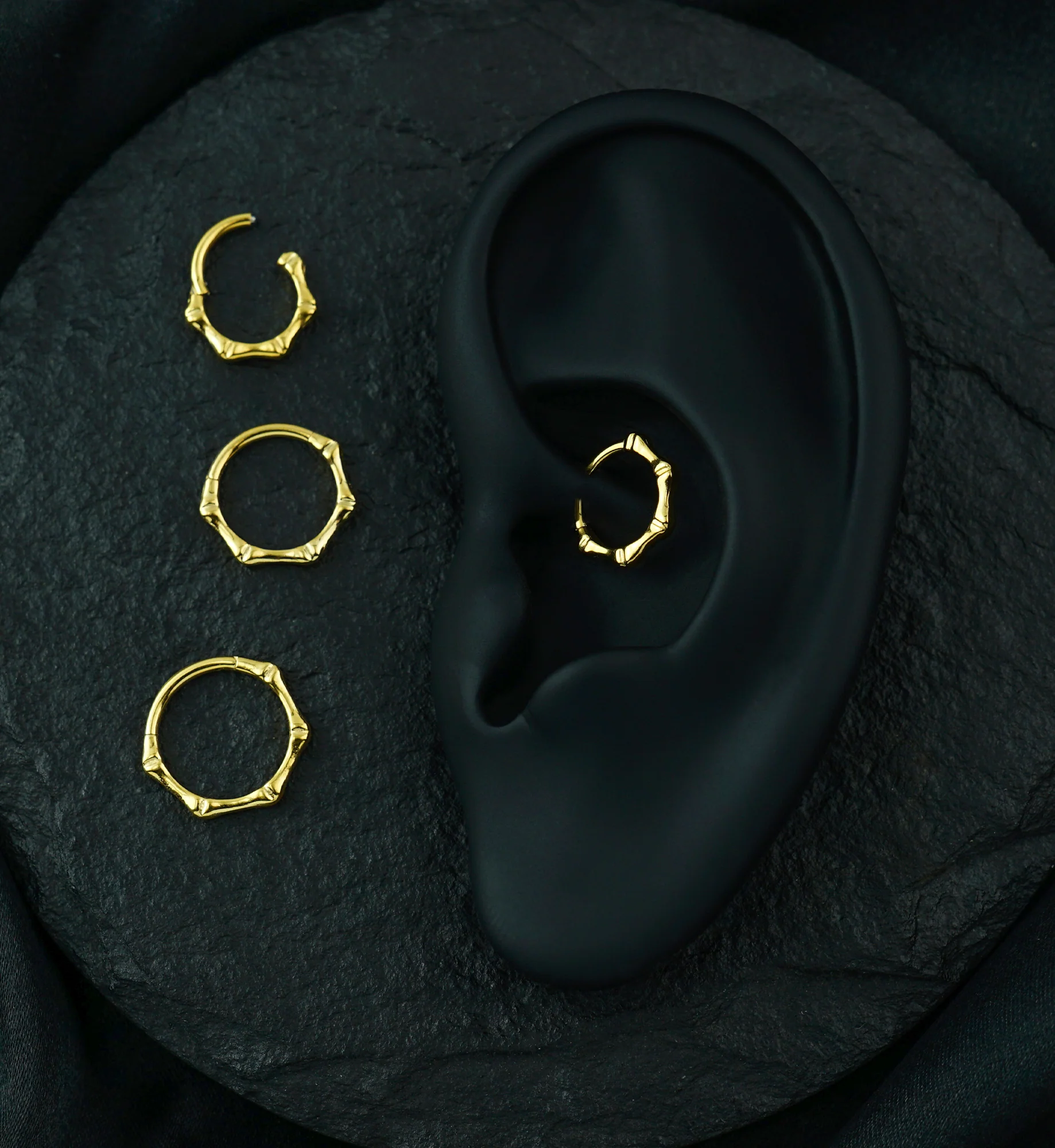 24kt Gold PVD Joint Titanium Hinged Segment Ring - Image 2