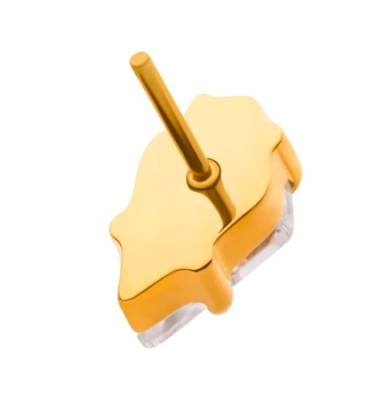 24kt Gold PVD Kite CZ Threadless Titanium Top - Image 2