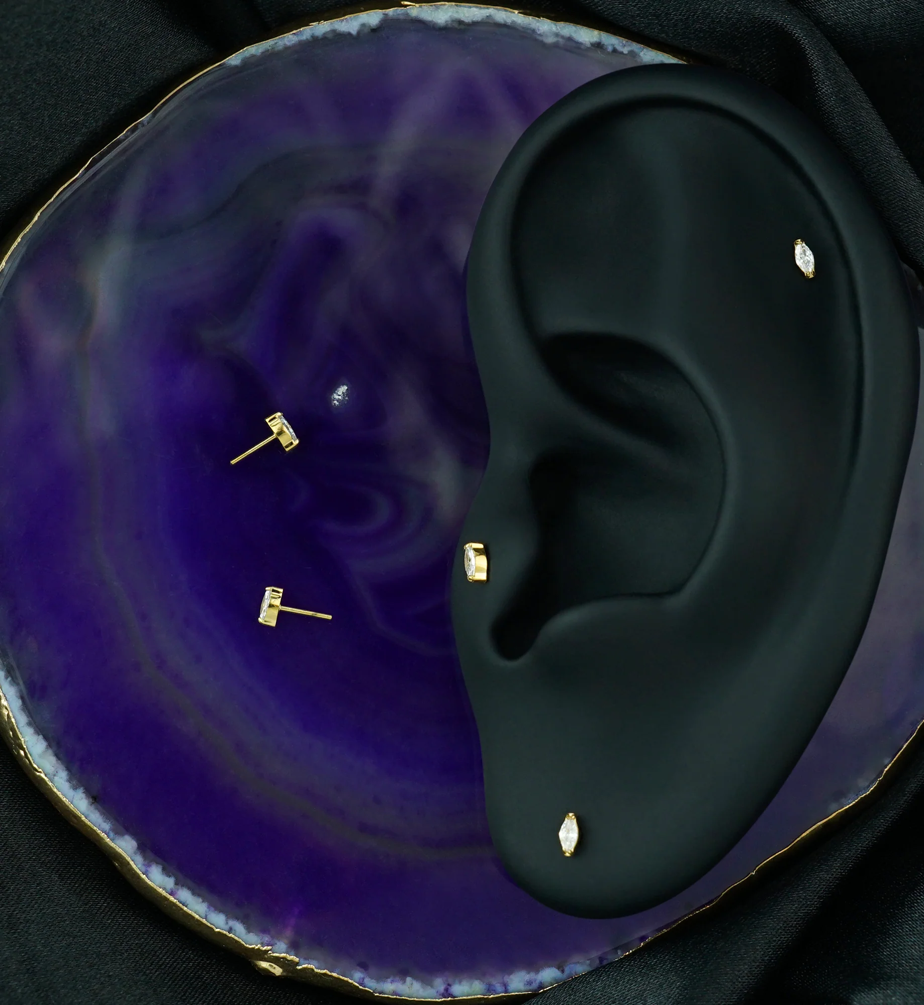 24kt Gold PVD Mini Empress CZ Threadless Titanium Top - Image 2