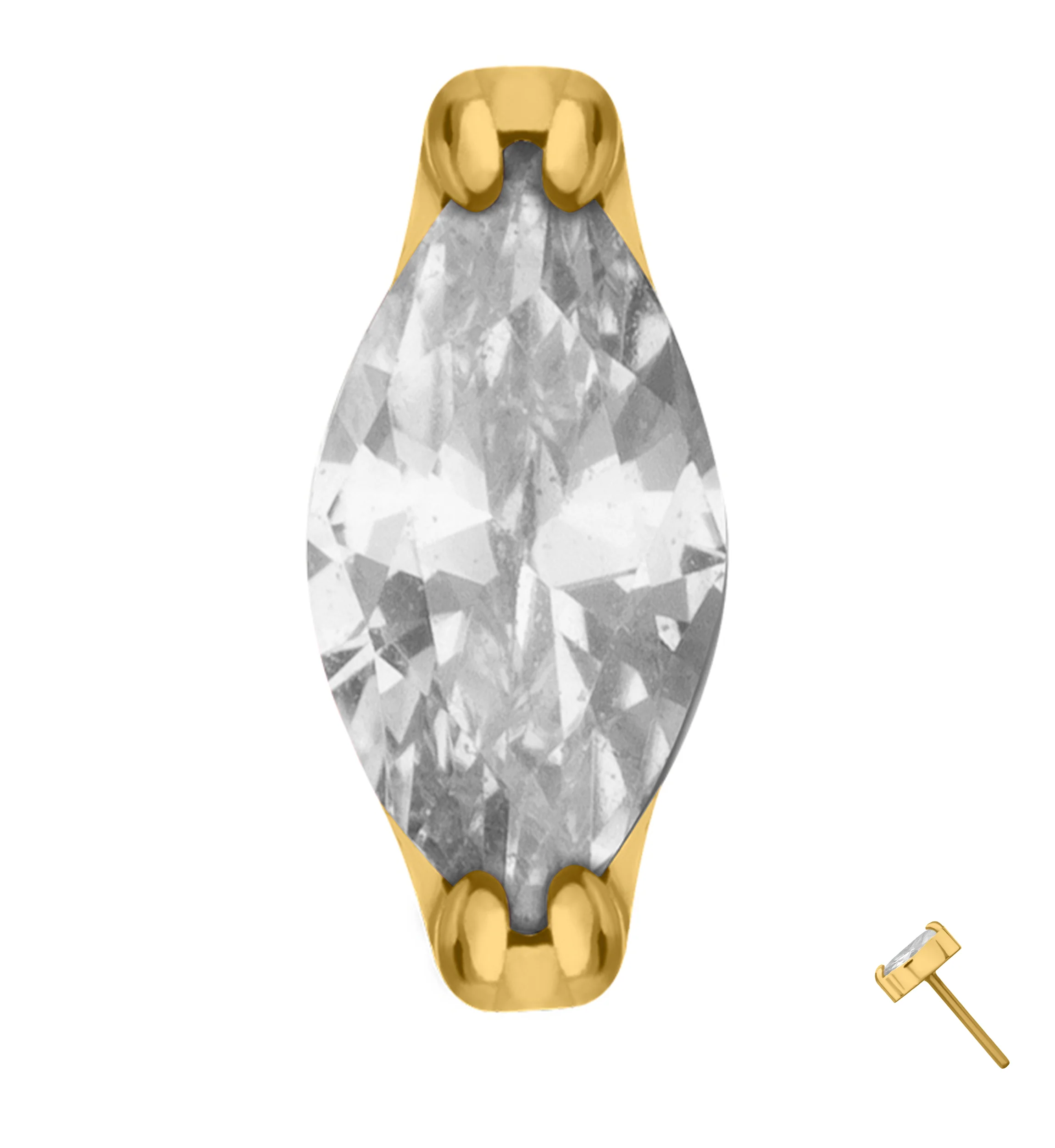24kt Gold PVD Mini Empress CZ Threadless Titanium Top - Image 3