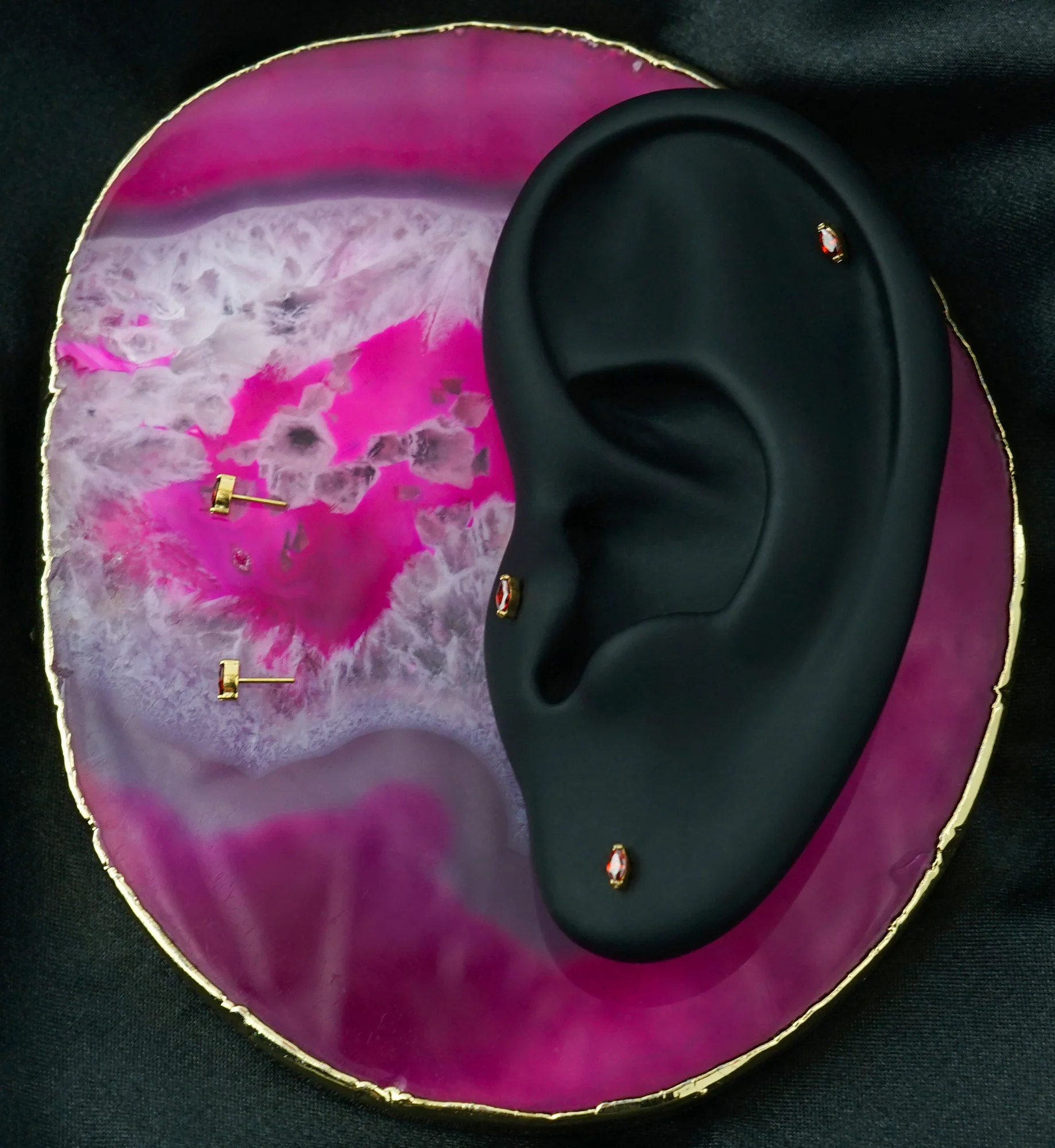24kt Gold PVD Mini Empress Garnet CZ Threadless Titanium Top - Image 2