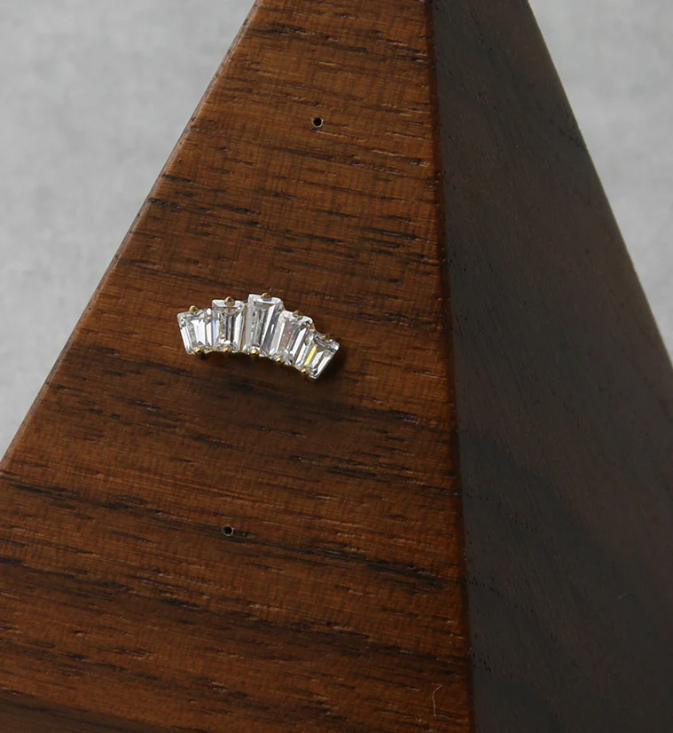 24kt Gold PVD Quinary CZ Threadless Titanium Top - Image 3