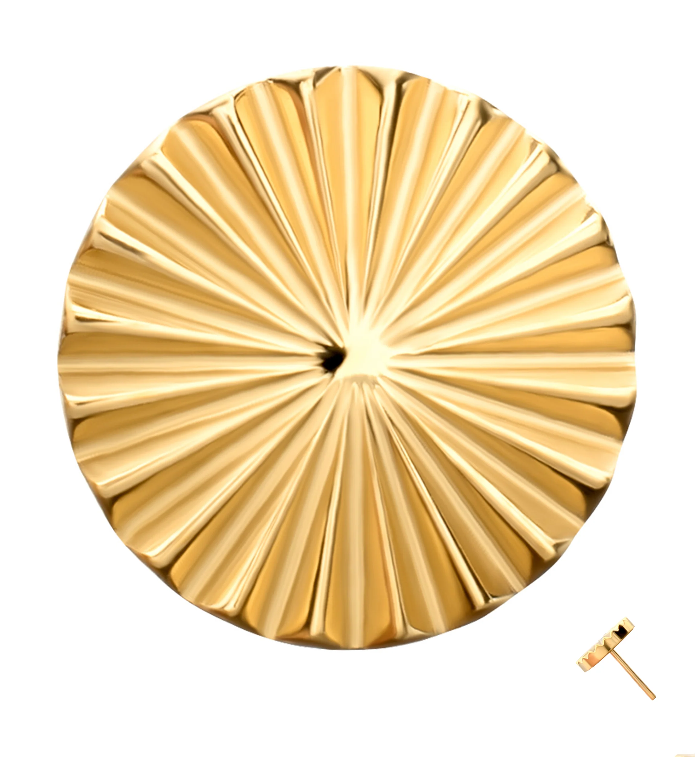 24kt Gold PVD Score Disk Titanium Threadless Top - Image 3