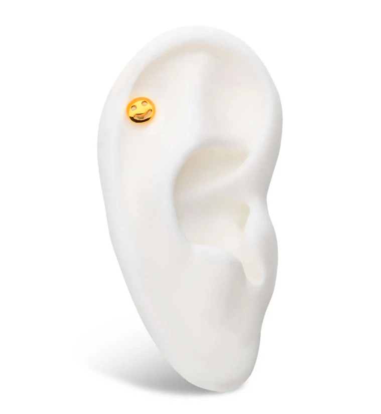 24kt Gold PVD Smiley Internally Threaded Titanium Top - Image 3