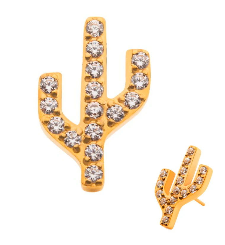 24kt Gold PVD Titanium Cactus Threadless Top