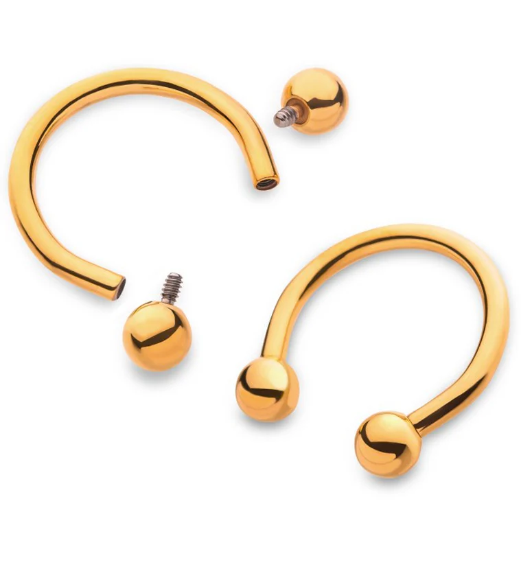 24kt Gold PVD Titanium Circular Barbell - Image 5