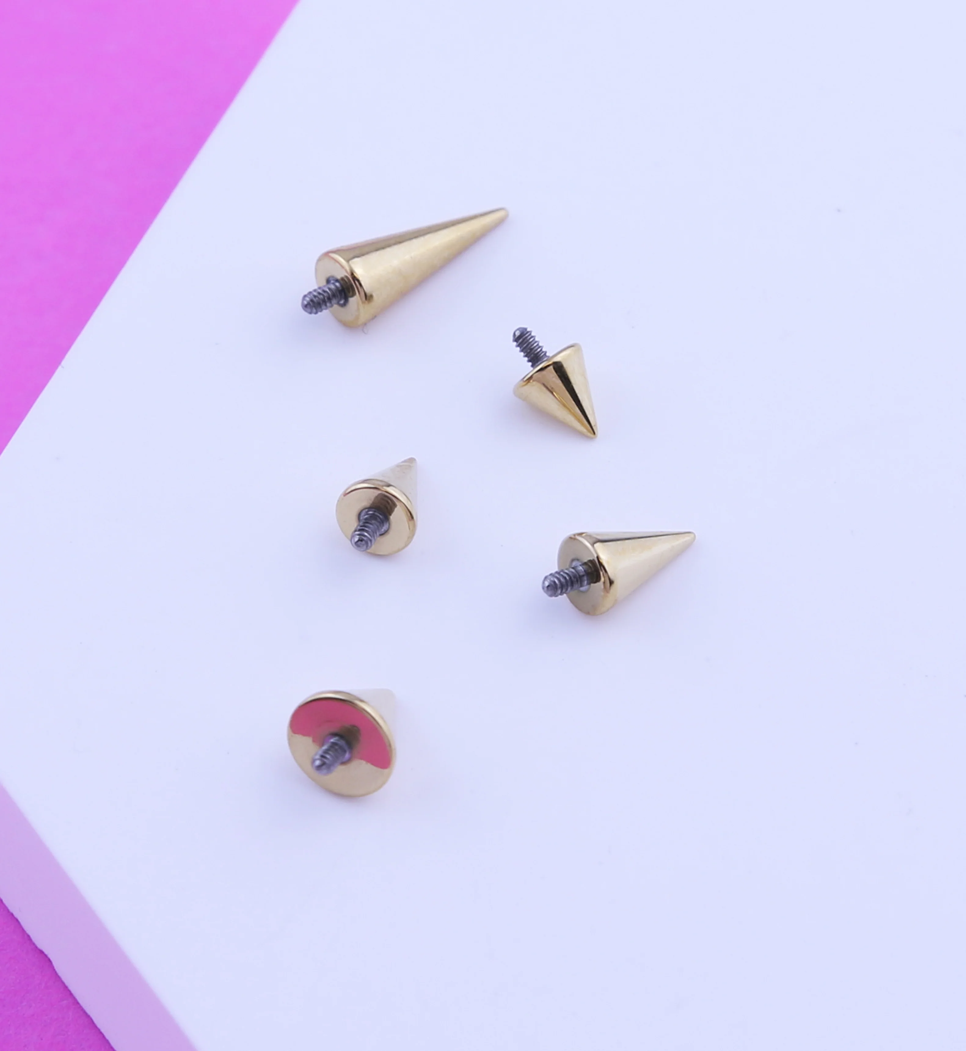 24kt Gold PVD Titanium Internally Threaded Spike - Image 2
