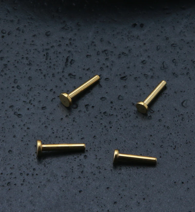 24kt Gold PVD 16G Titanium Labret (Back Only) - Image 2