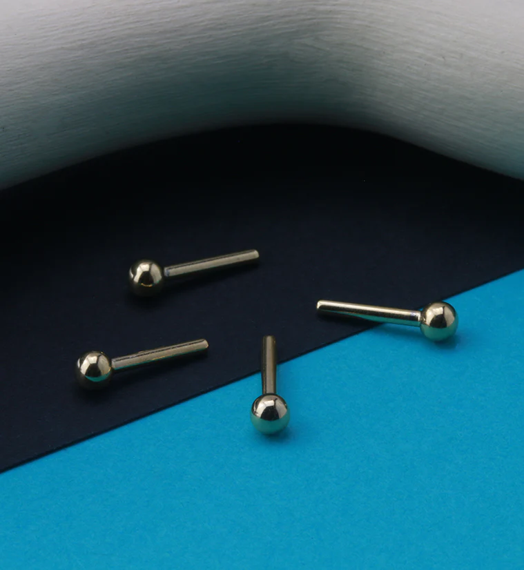 24kt Gold PVD Titanium Threadless Barbell - Image 2