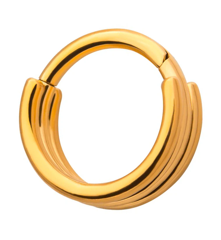 24kt Gold PVD Titanium Triple Bar Hinged Segment Ring - Image 2