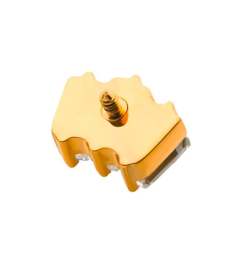 24kt Gold PVD Trinal CZ Internally Threaded Titanium Top - Image 3