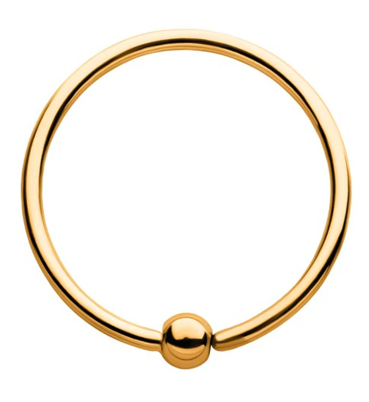 24kt PVD Gold Titanium Annealed Fixed Captive Bead Ring
