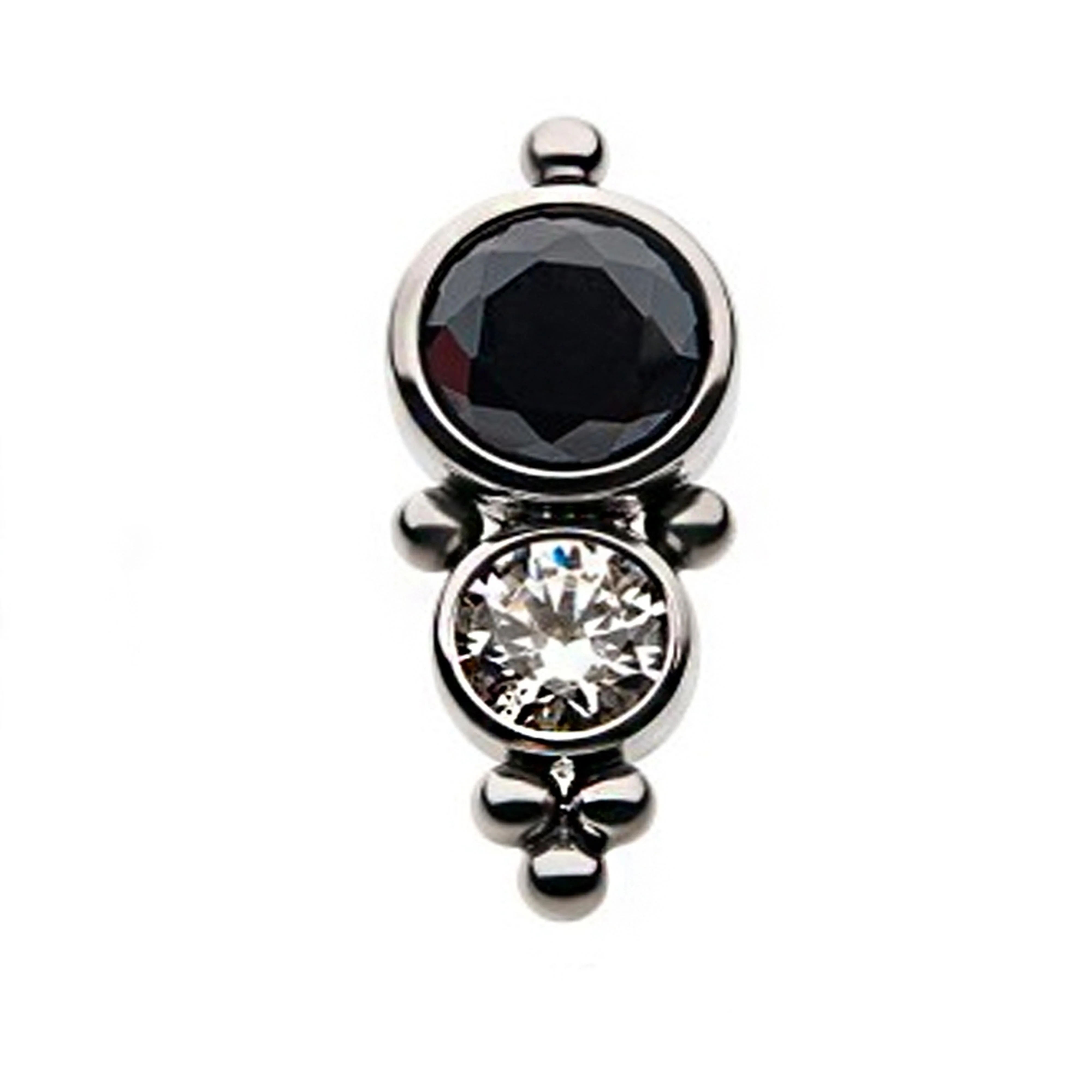 50-50 Black & Clear CZ Titanium Threadless Top