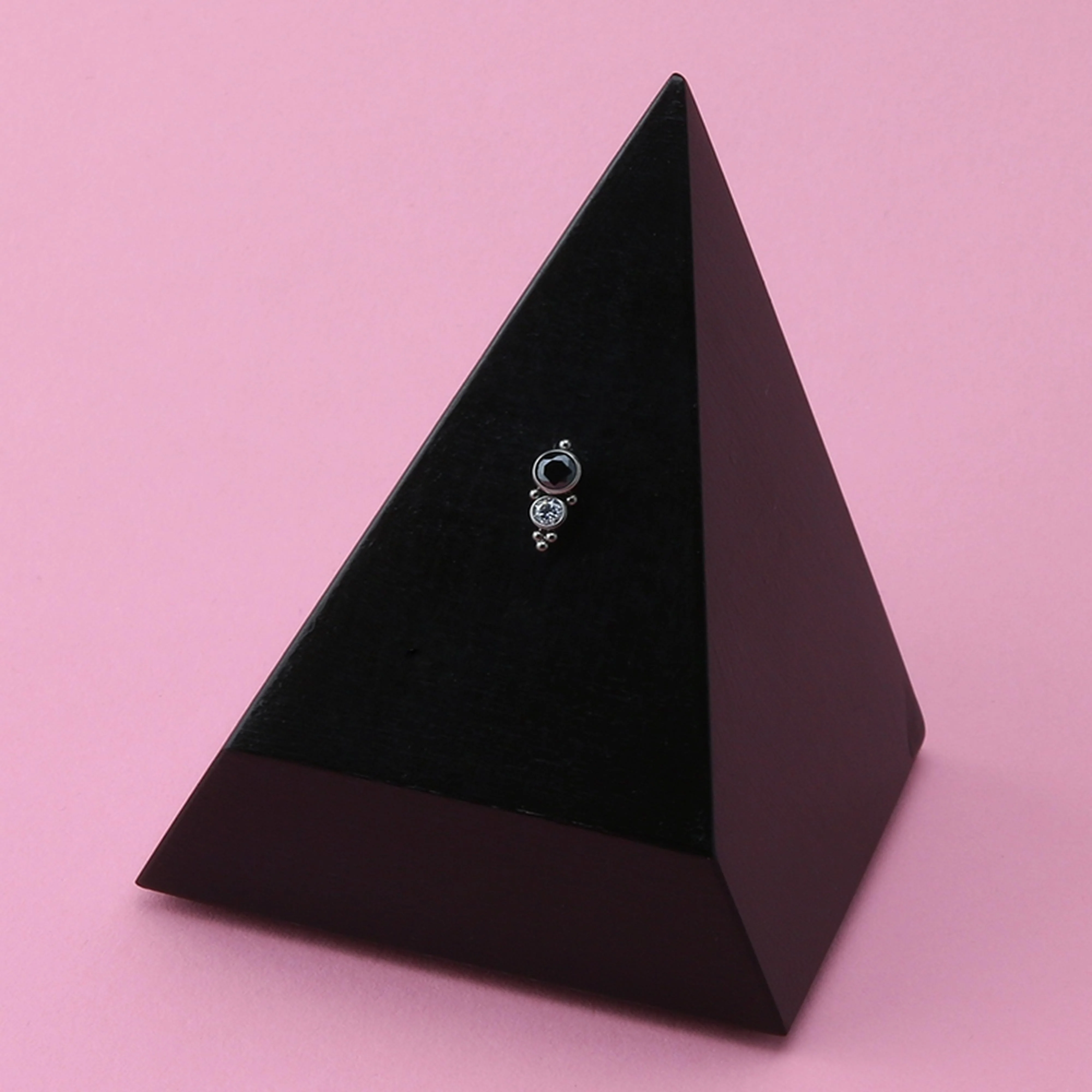 50-50 Black & Clear CZ Titanium Threadless Top - Image 3
