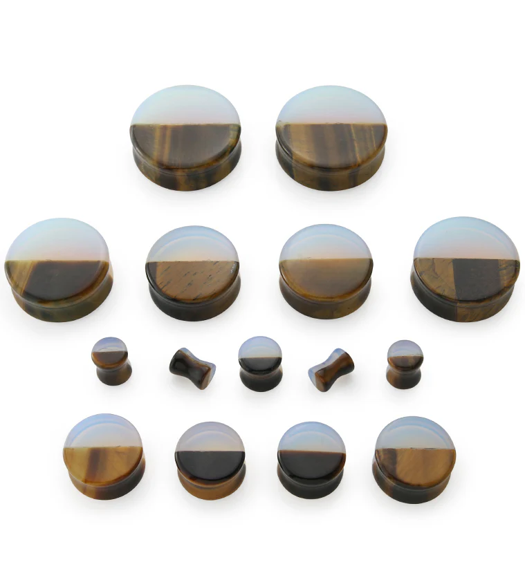 50/50 Opalite X Tigers Eye Stone Plugs - Image 3
