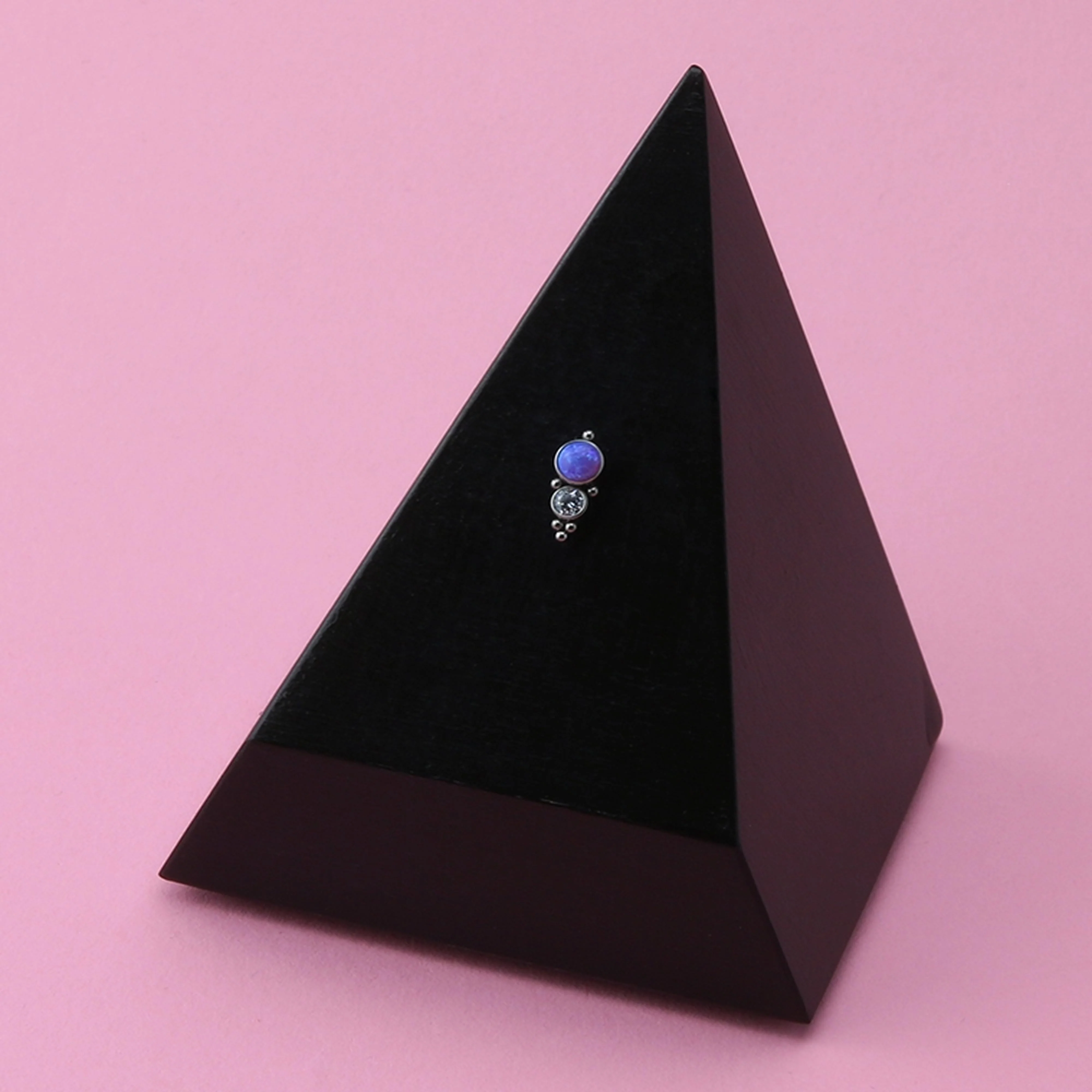 50-50 Purple Opalite & CZ Titanium Threadless Top - Image 3