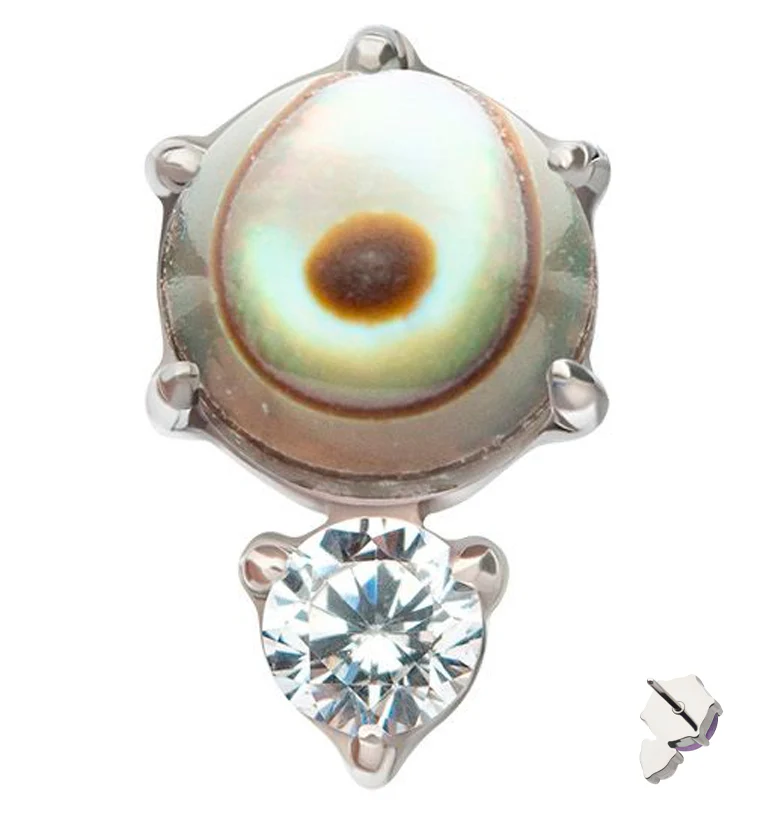 Abalone Shell Drop Clear CZ Titanium Threadless Top