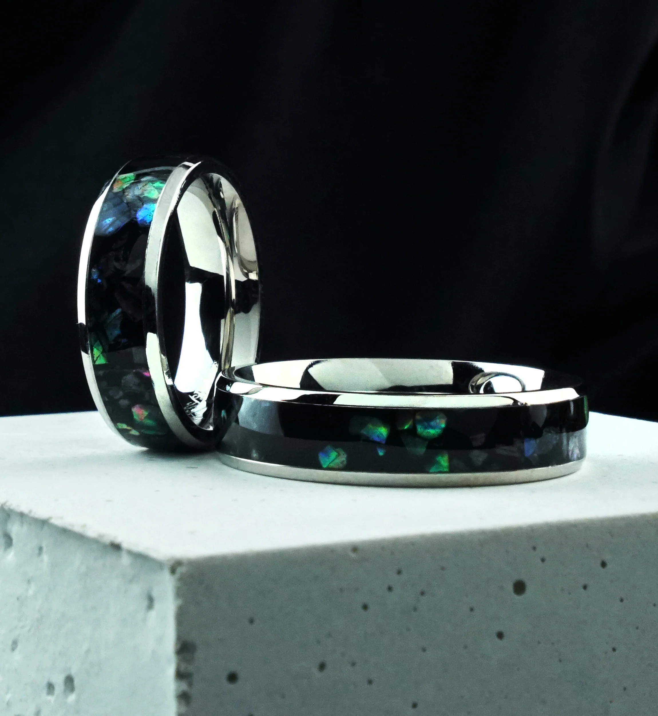 Abalone Shell Inlay Stainless Steel Ring