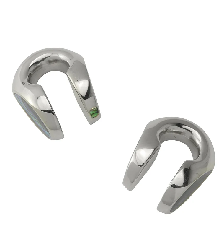 Abalone Keyhole White Brass Ear Weights - Image 3