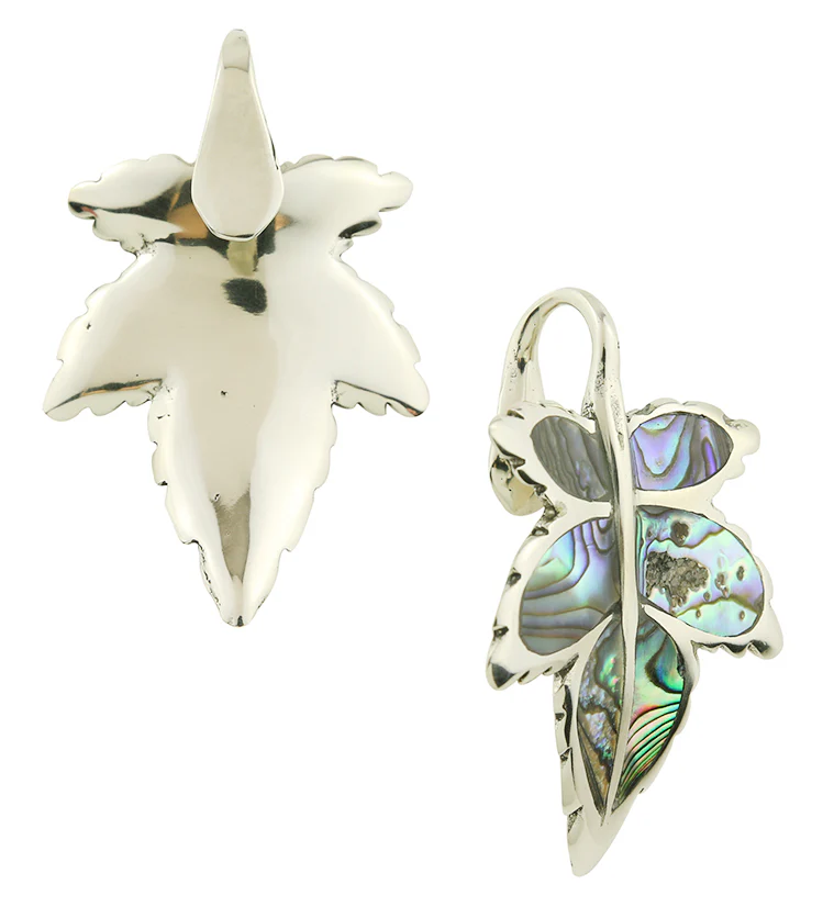 Abalone Leaf White Brass Ear Weights - Image 3