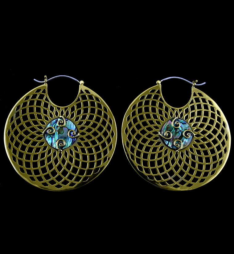 Abalone Shell Symmetrical Brass Earrings - Weights