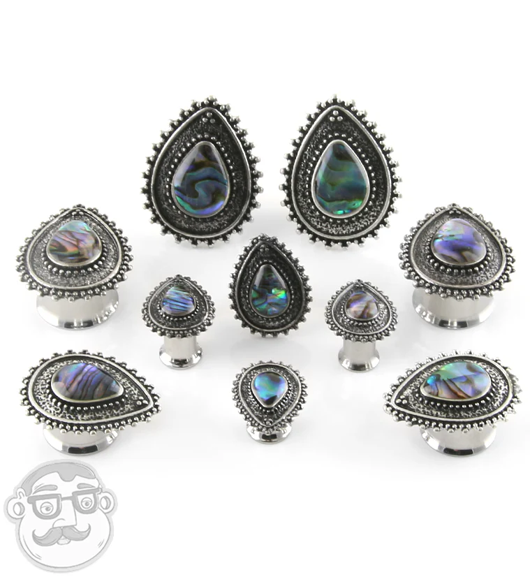 Abalone Teardrop Plate Steel Plugs - Image 2