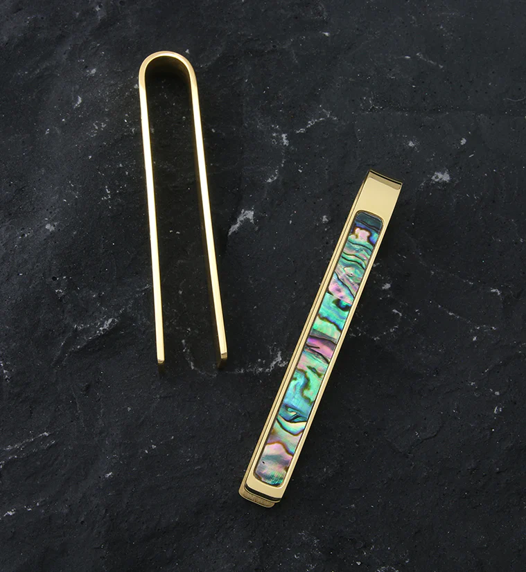 Slim Abalone Tower Brass Ear Weights - Image 2