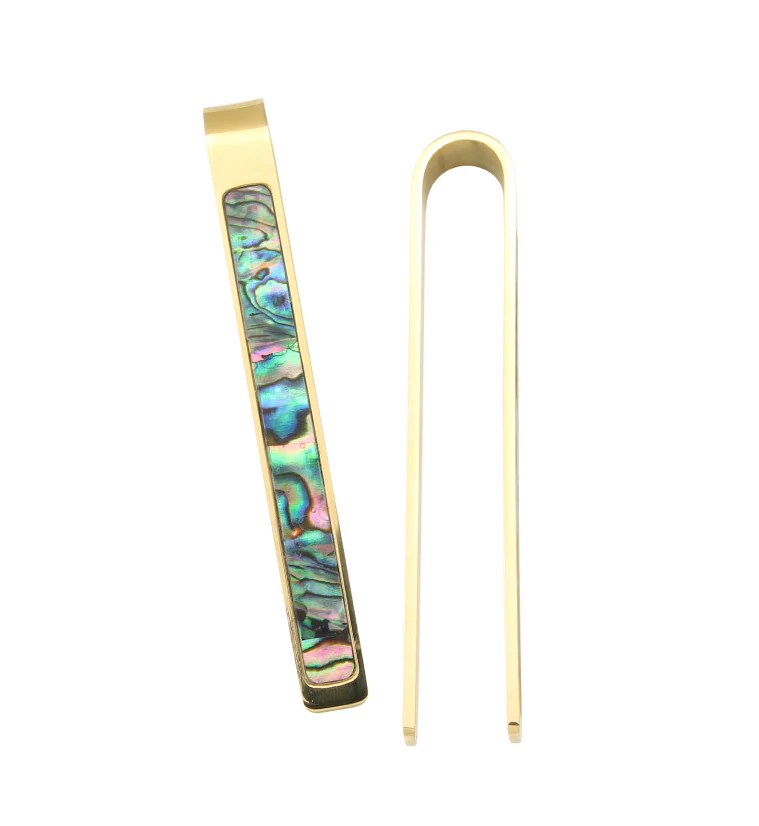 Slim Abalone Tower Brass Ear Weights - Image 3