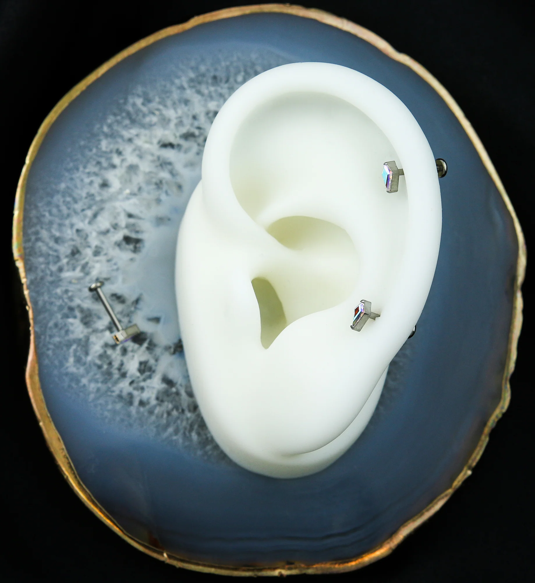 Abyss Rainbow Aurora CZ Titanium Threadless Labret - Image 2