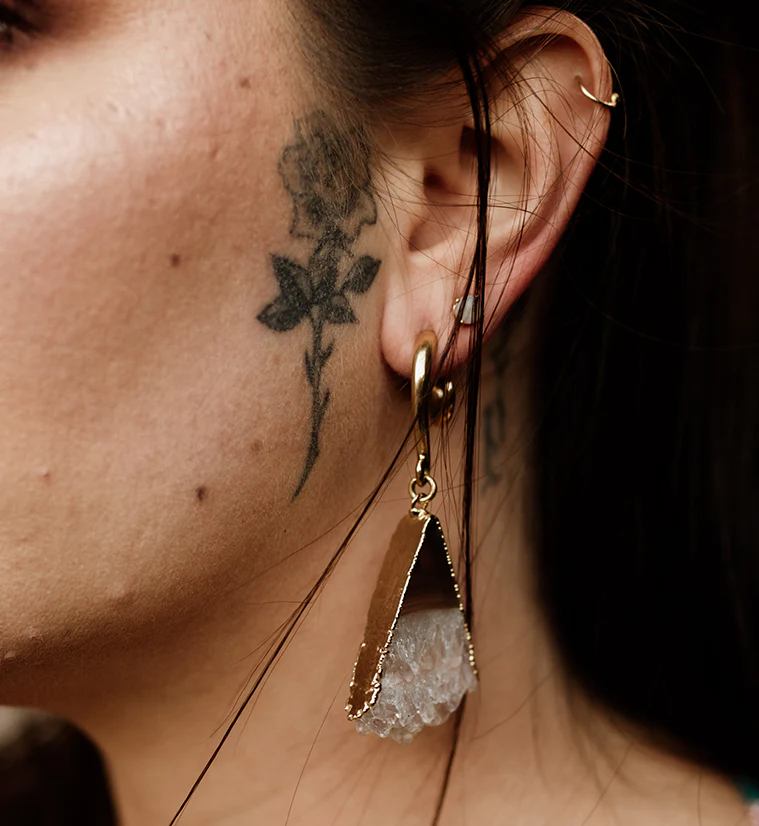 Acute Amethyst Slice Brass Ear Weights - Image 2