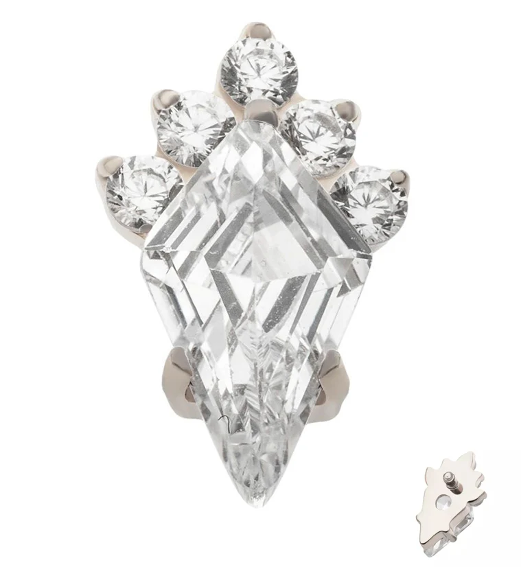 Adorn Clear CZ Internally Threaded Titanium Top