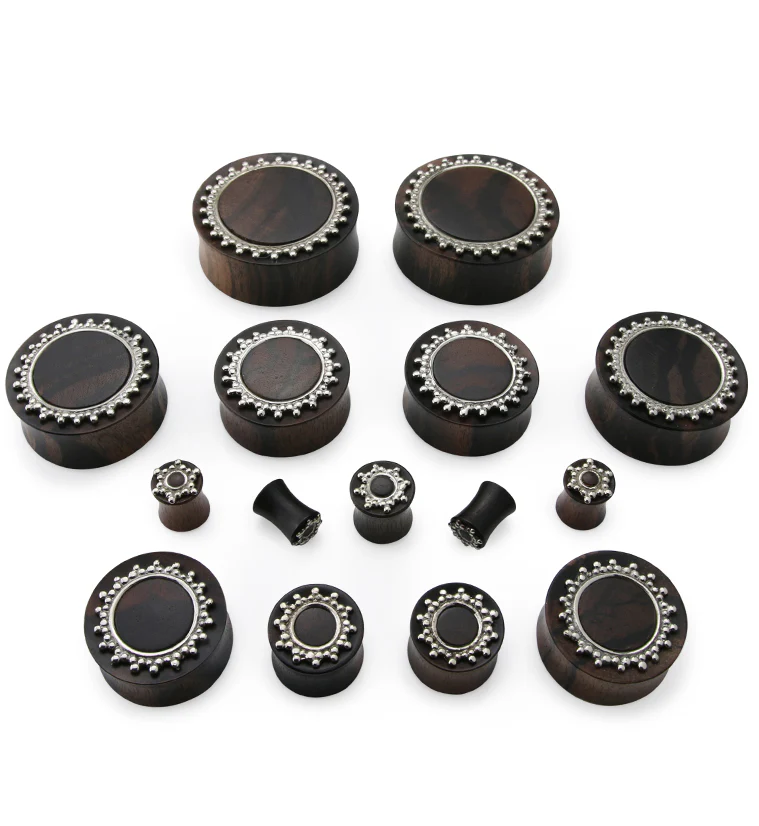 Adorn White Brass Inlay Areng Wood Plugs - Image 4