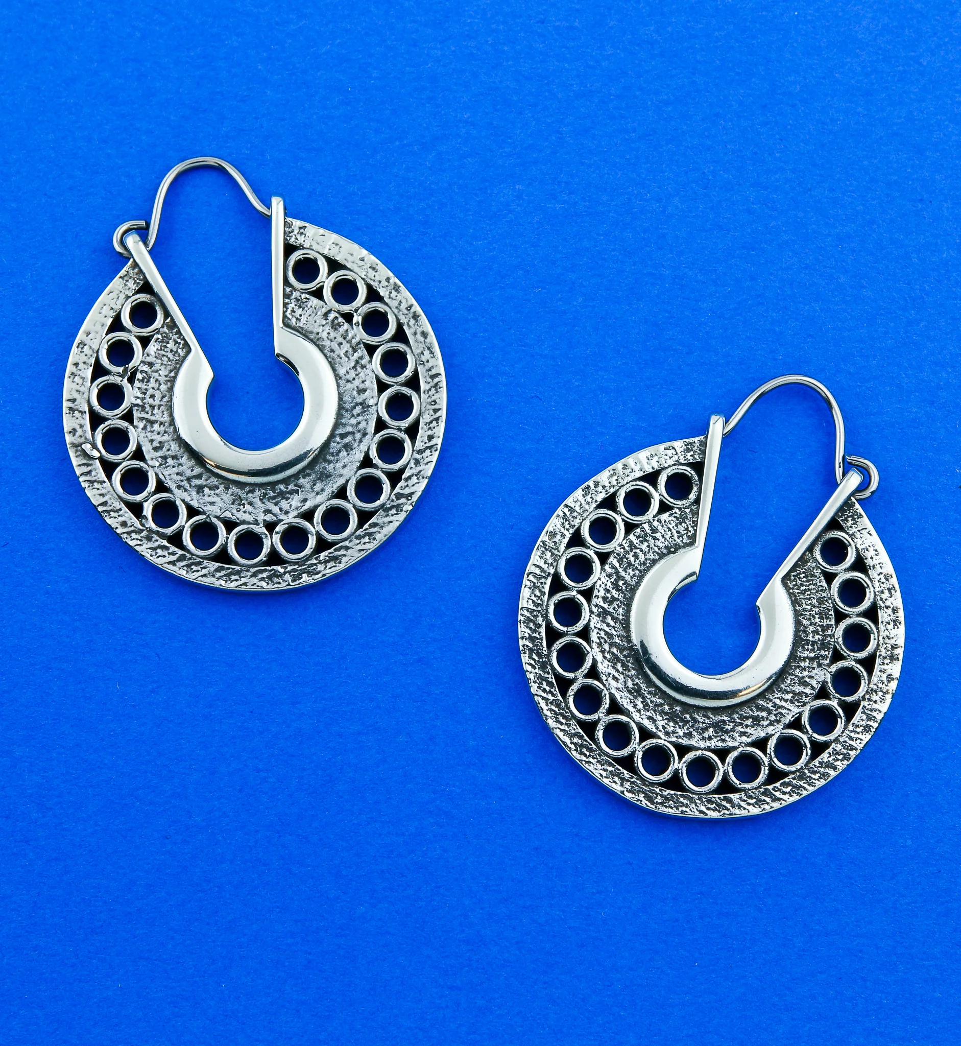 Alley White Brass Disk Hangers / Earrings - Image 2