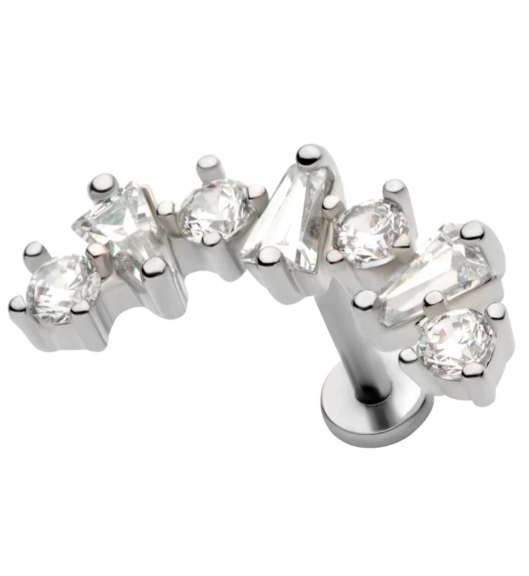 Alternate Clear CZ Stainless Steel Internally Threaded Labret