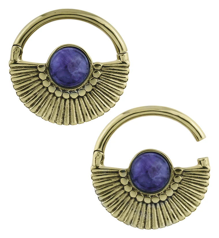 Amethyst Pinna Brass Hinged Ear Weights - Image 3
